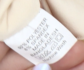 Oh Polly Beige Wide-Leg Jumpsuit, Size 8, Elegant V-Neck