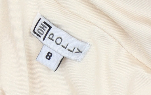 Oh Polly Beige Wide-Leg Jumpsuit, Size 8, Elegant V-Neck