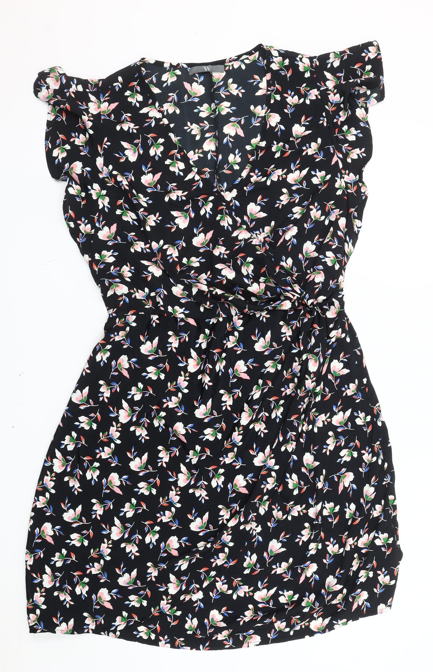 BHS Black Floral Women's Dress Size 18 Polyester
