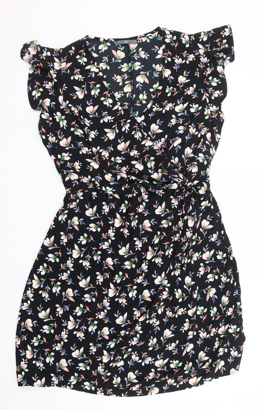 BHS Black Floral Women's Dress Size 18 Polyester