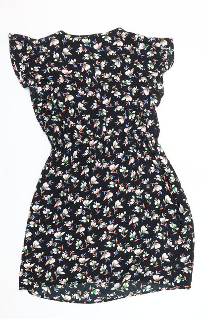 BHS Black Floral Women's Dress Size 18 Polyester