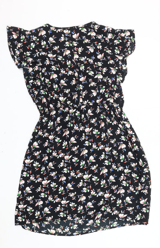 BHS Black Floral Women's Dress Size 18 Polyester
