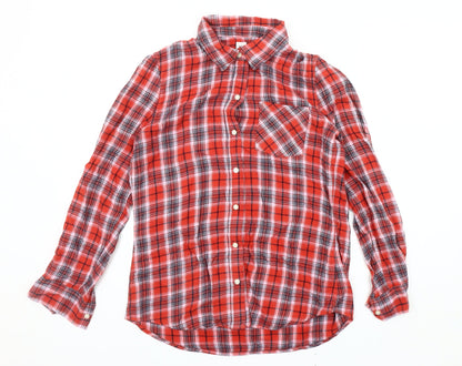 GAP Men's Red Plaid Button-Up Shirt Size S