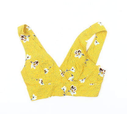 Dot & X Women's Yellow Cropped Floral Blouse, Size 8
