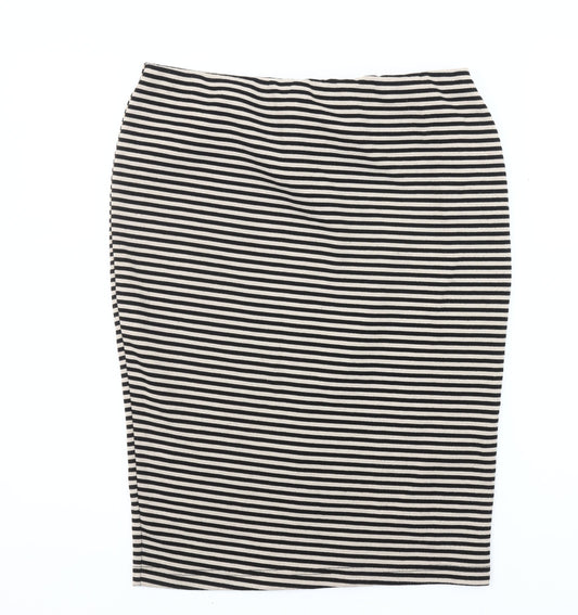 BHS Women’s Black Striped Pencil Skirt Size 12