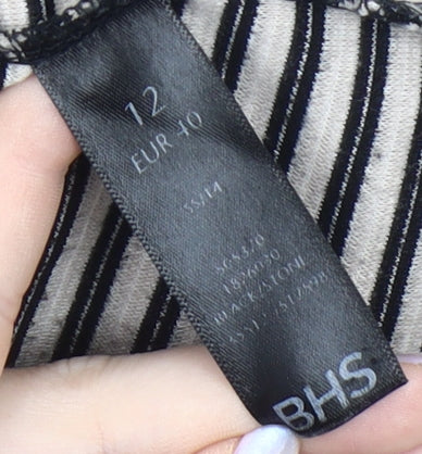 BHS Women’s Black Striped Pencil Skirt Size 12