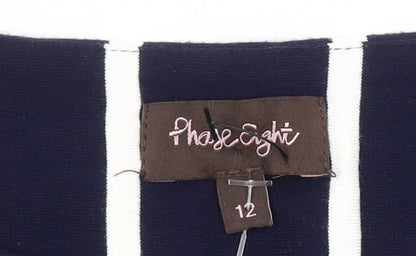 Phase Eight Women's Blue Striped Shift Dress, Size 12