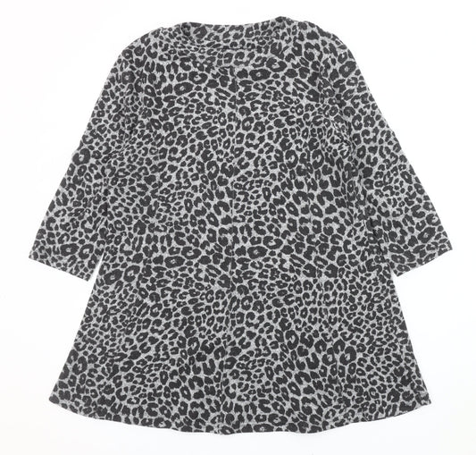 M&S Women's Grey Animal Print Dress Size 16