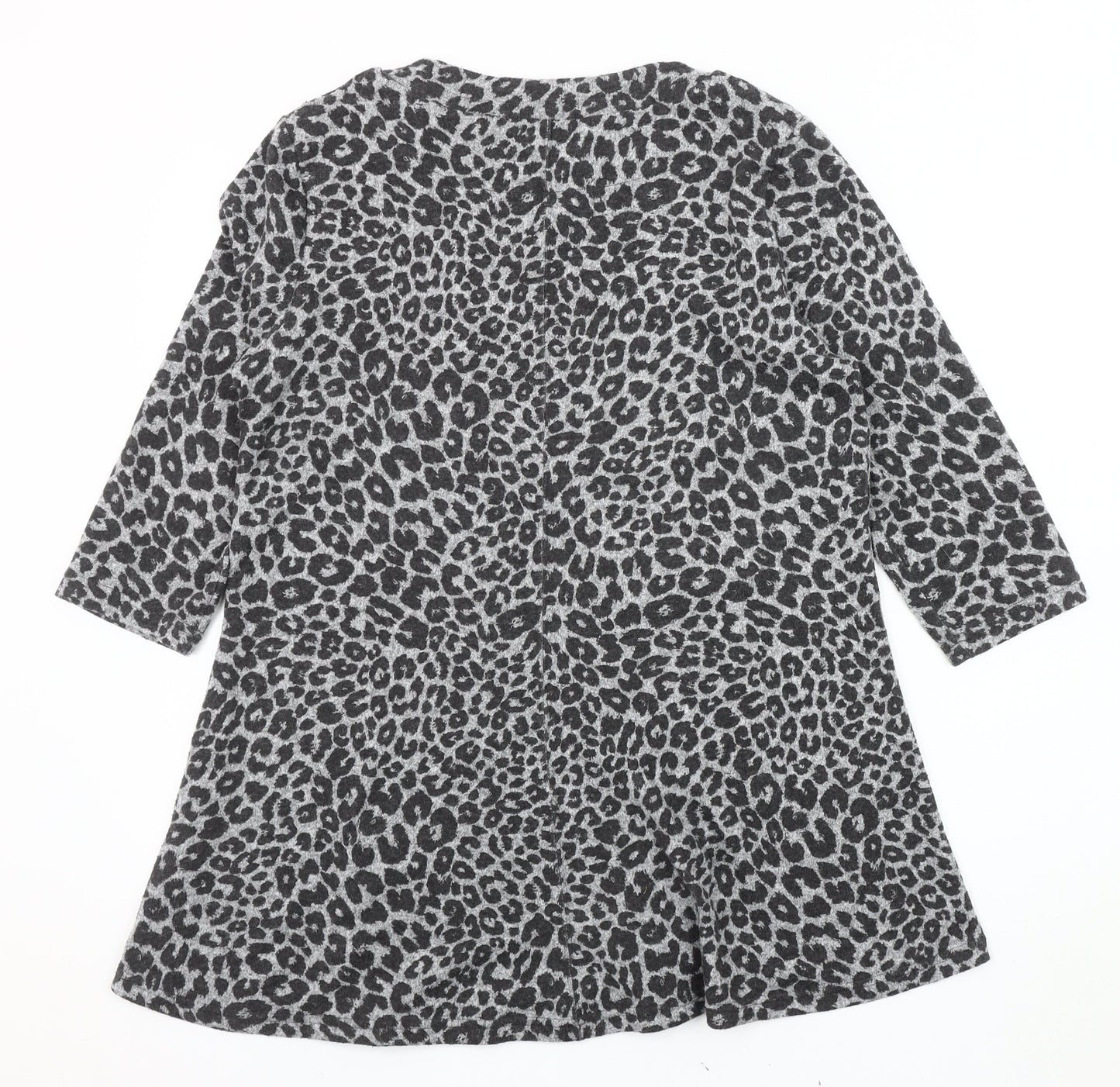 M&S Women's Grey Animal Print Dress Size 16