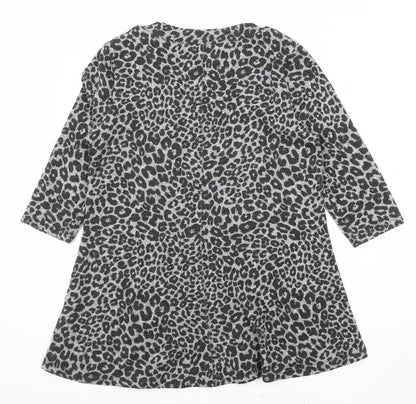 M&S Women's Grey Animal Print Dress Size 16