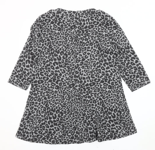M&S Women's Grey Animal Print Dress Size 16
