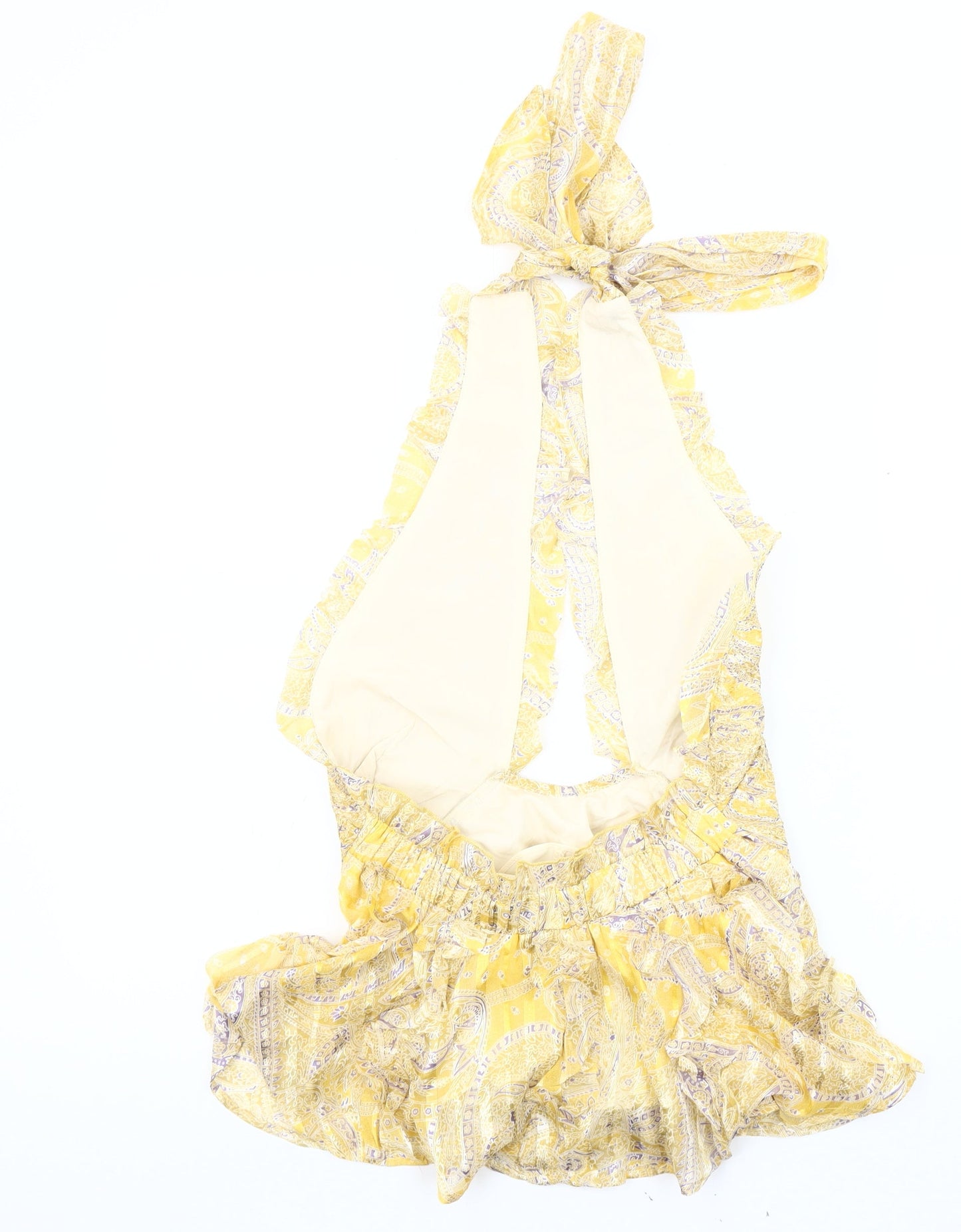 Womens UK Size 6 ASOS DESIGN Yellow Halter Blouse