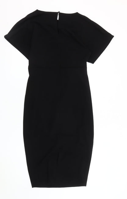 Lipsy Black Midi Sheath Dress - Size 10, Women's Party Staple