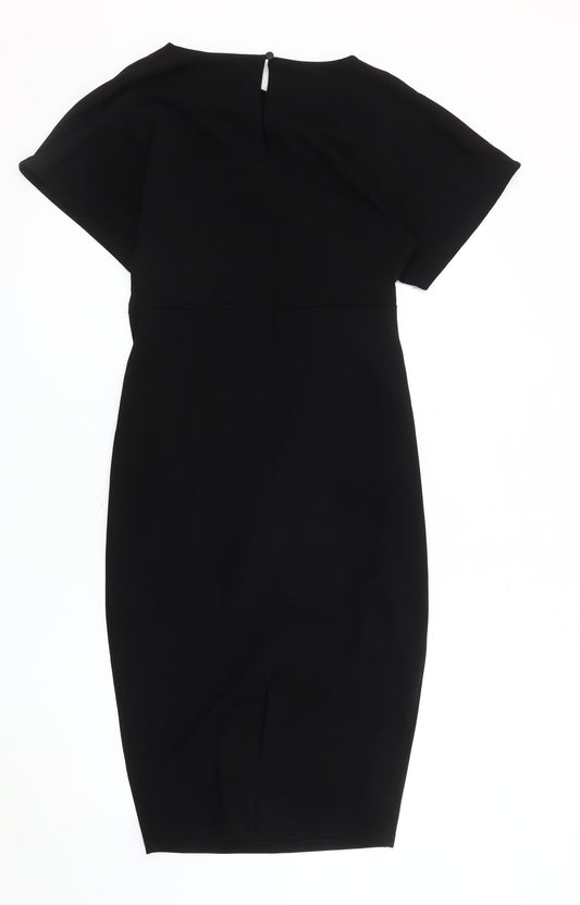 Lipsy Black Midi Sheath Dress - Size 10, Women's Party Staple
