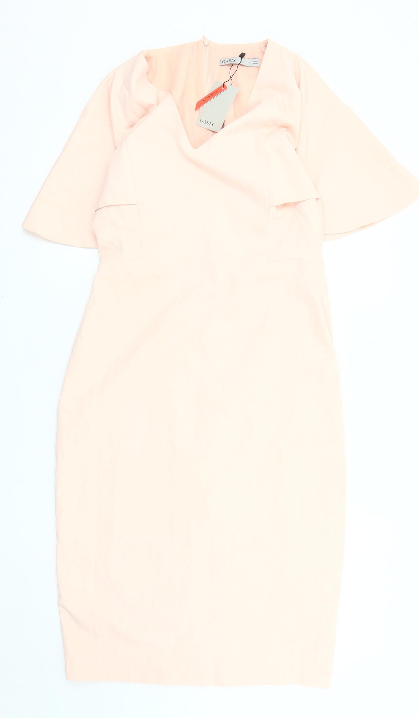 Oasis Women's Pink Dress Size 12 with Zip Closure