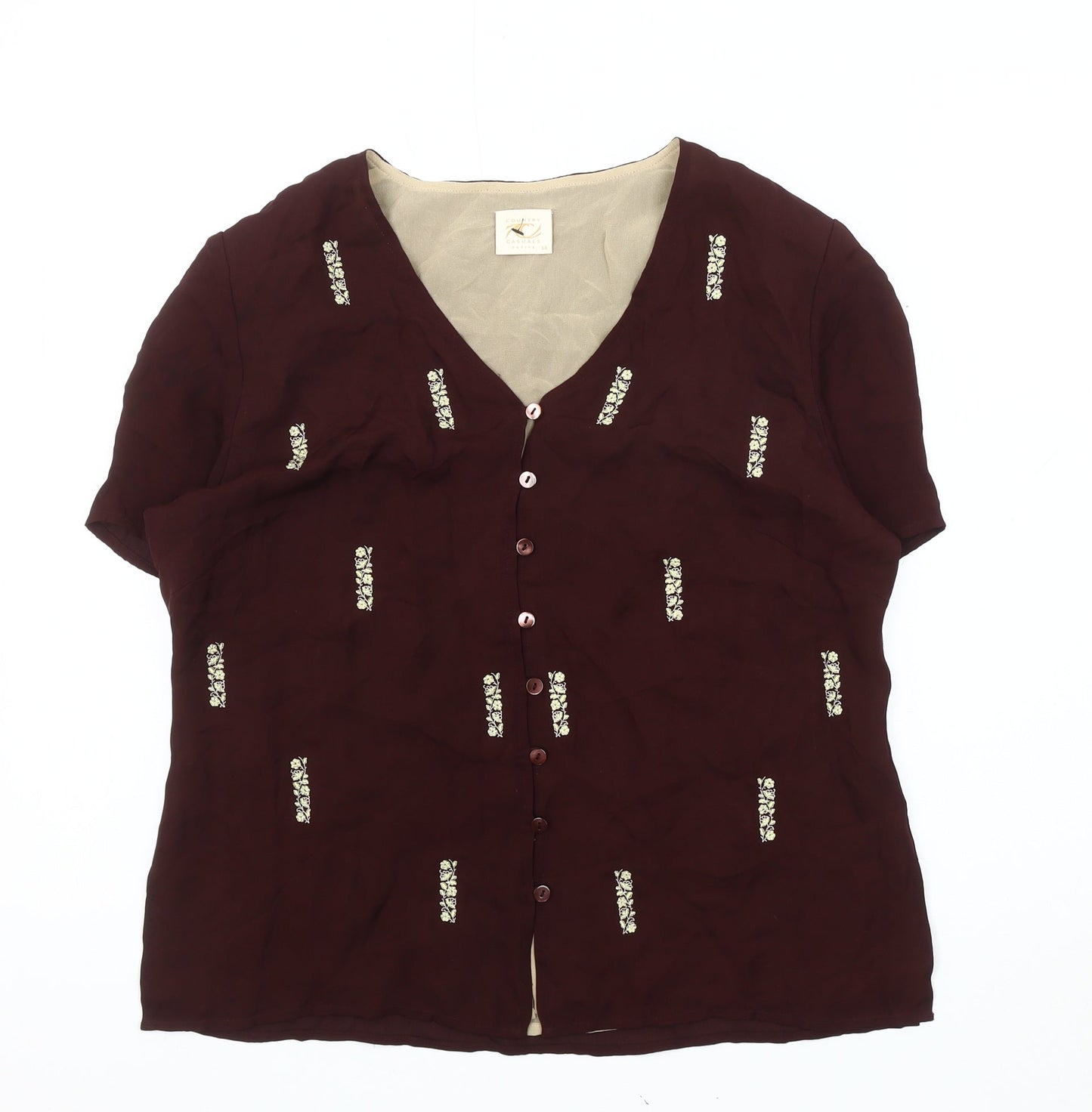 Womens UK Size 14 Country Casuals Red Basic Blouse