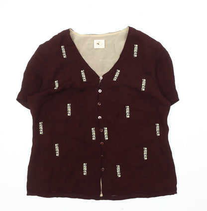 Womens UK Size 14 Country Casuals Red Basic Blouse