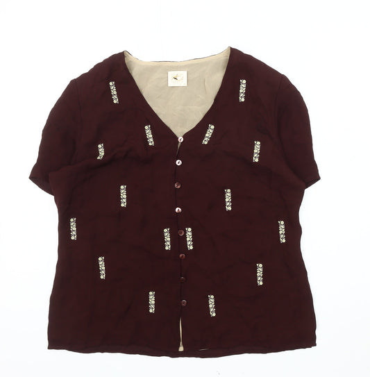 Womens UK Size 14 Country Casuals Red Basic Blouse