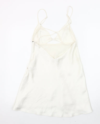 ZARA Women Ivory Slip Dress Size 10, Strappy Backless