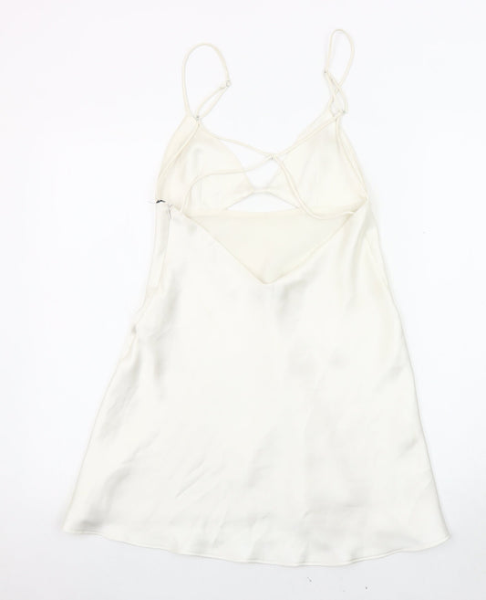 ZARA Women Ivory Slip Dress Size 10, Strappy Backless