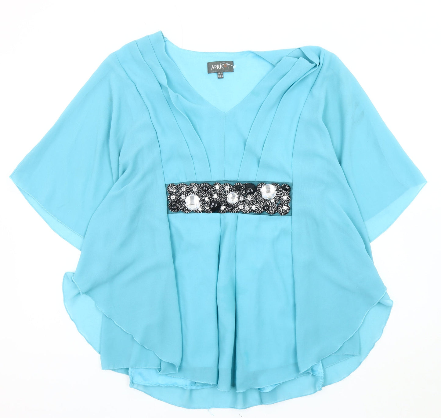 Womens UK Size 12 Apricot Blue  Blouse
