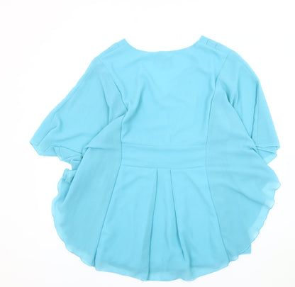 Womens UK Size 12 Apricot Blue  Blouse