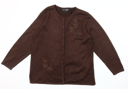 Womens UK Size M Casamia Exclusive Brown Cardigan Jumper