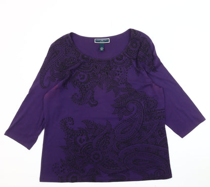 Womens UK Size XL Karen Scott Purple Basic T-Shirt