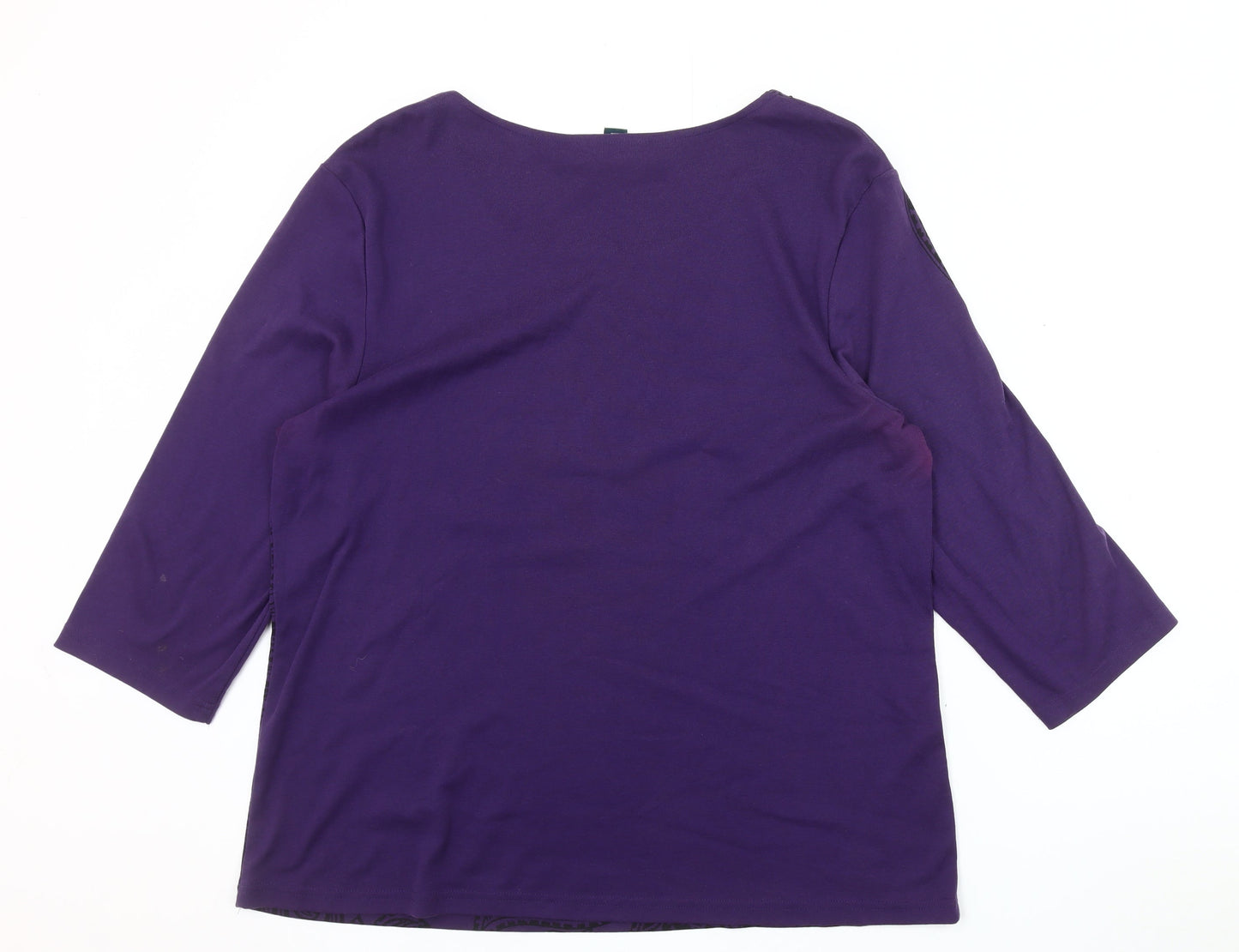 Womens UK Size XL Karen Scott Purple Basic T-Shirt