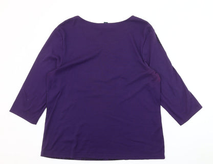 Womens UK Size XL Karen Scott Purple Basic T-Shirt