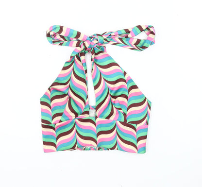 Zara Women's Multicoloured Halter Top, Size 8
