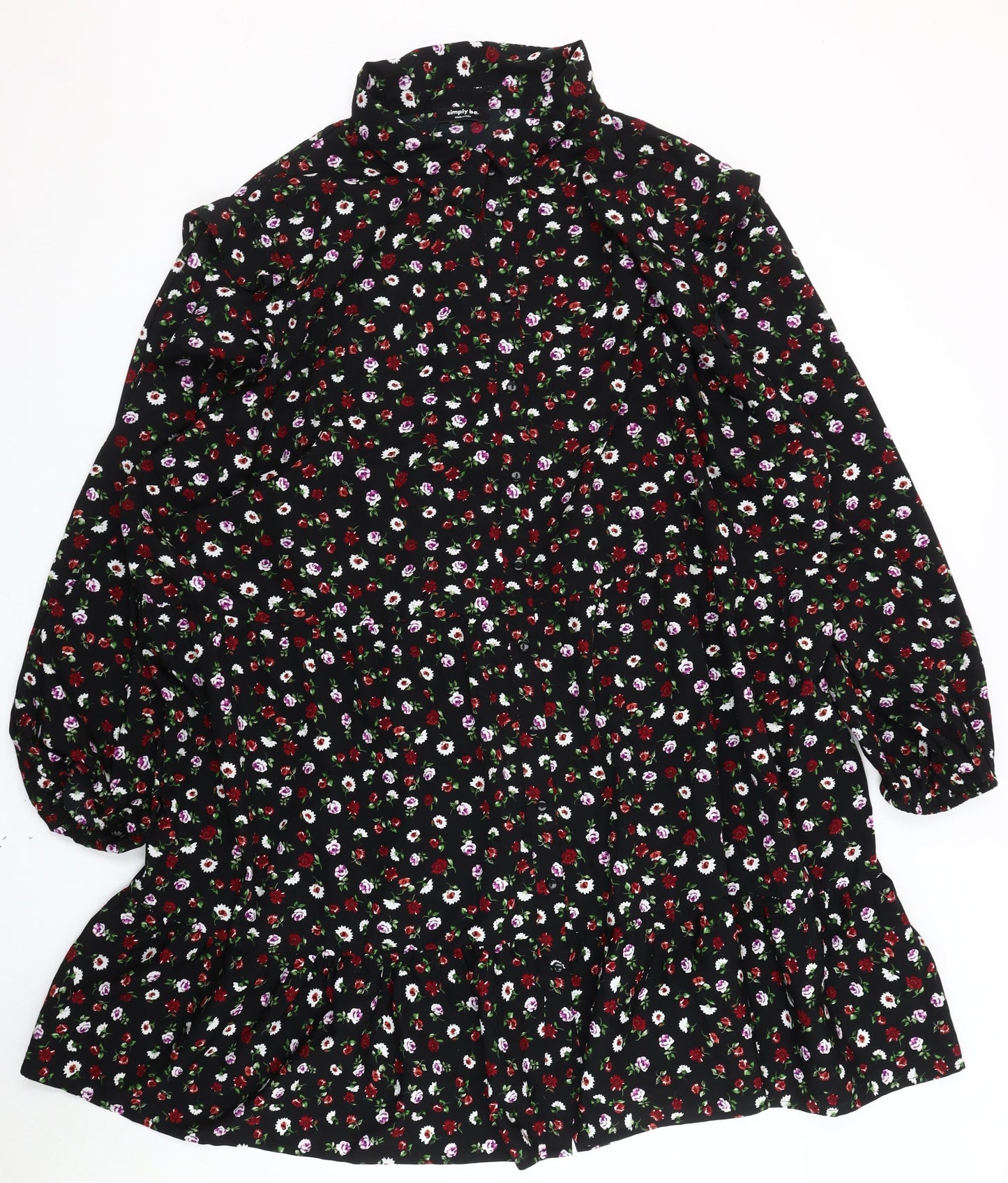 Simply Be Women's Plus Size Black Floral Dress