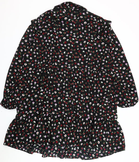 Simply Be Women's Plus Size Black Floral Dress