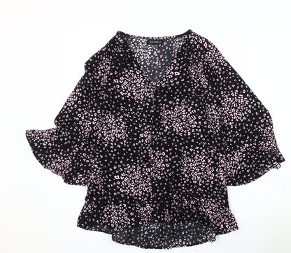 Womens UK Size 8 Blue Vanilla Black Basic Blouse