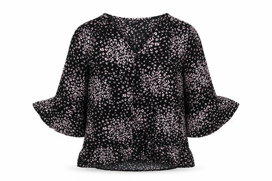 Womens UK Size 8 Blue Vanilla Black Basic Blouse