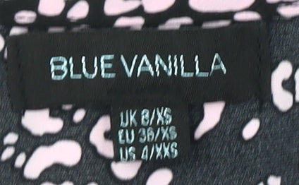 Womens UK Size 8 Blue Vanilla Black Basic Blouse
