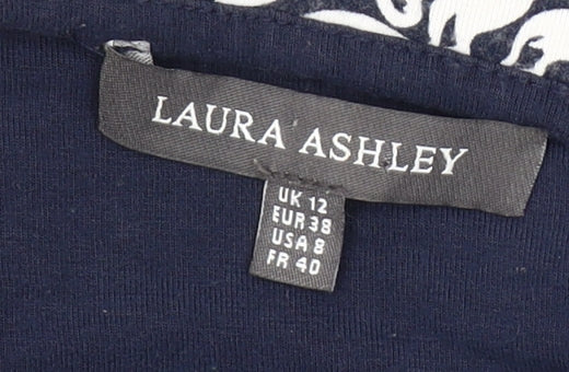 Laura Ashley Women's Blue Floral A-Line Dress, Size 12