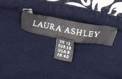 Laura Ashley Women's Blue Floral A-Line Dress, Size 12