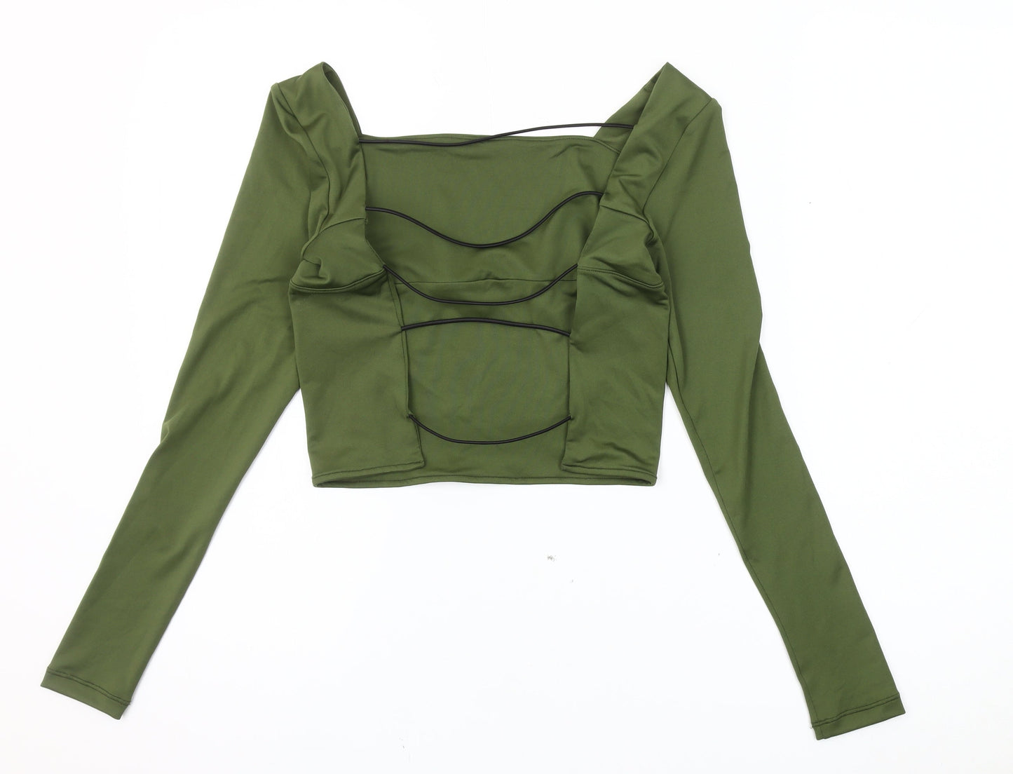 Remass Green Cropped Square Neck Blouse - One Size