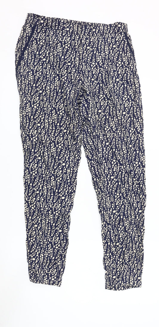 Pure Collection Women's Blue Geometric Trousers Size 10