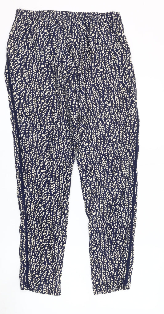 Pure Collection Women's Blue Geometric Trousers Size 10
