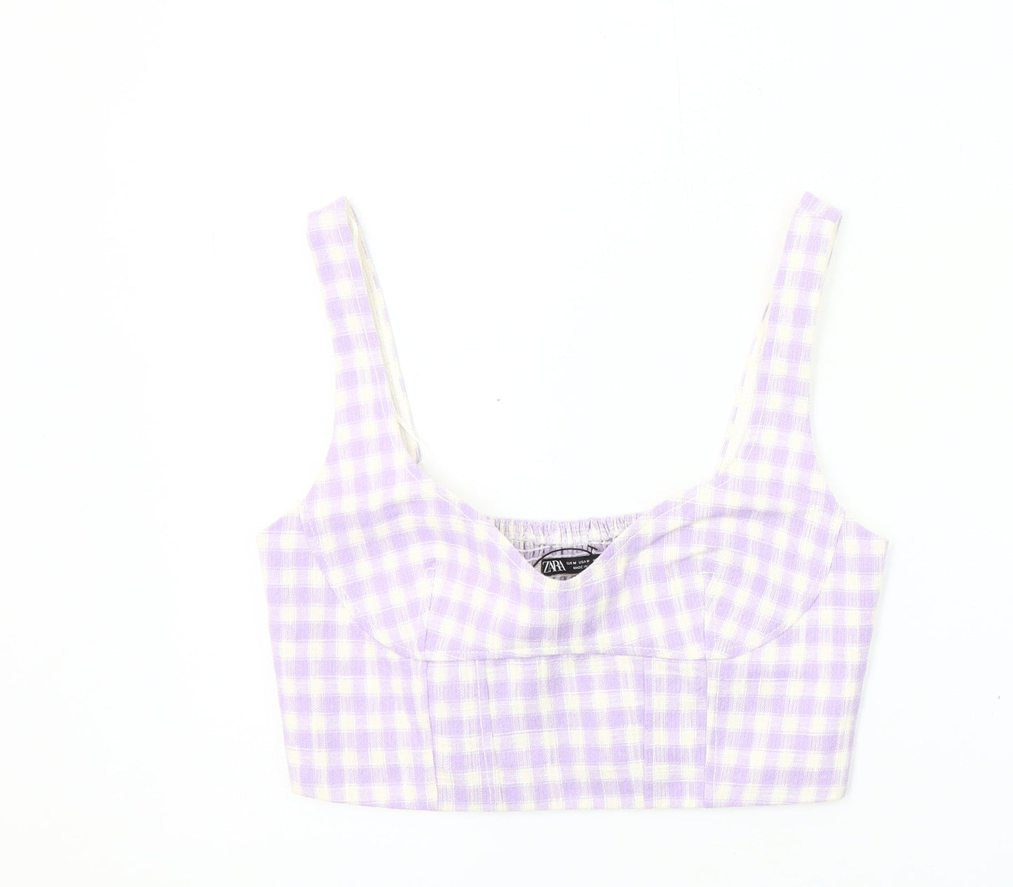 Womens UK Size 12 Zara Purple Cropped Blouse