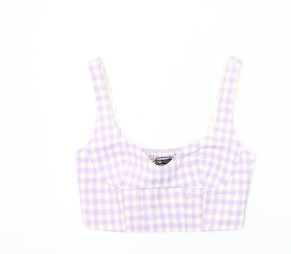 Womens UK Size 12 Zara Purple Cropped Blouse