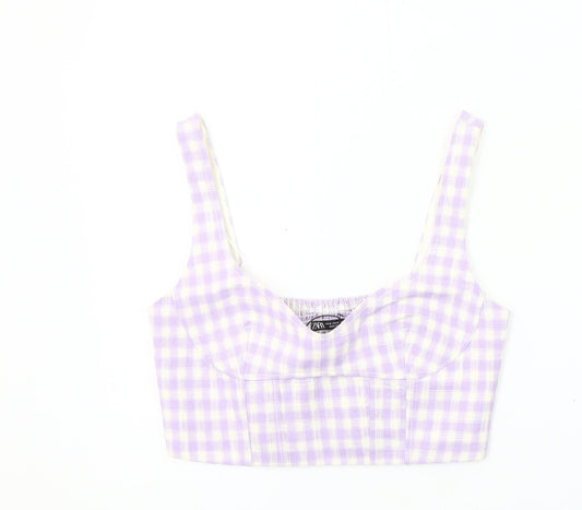 Womens UK Size 12 Zara Purple Cropped Blouse