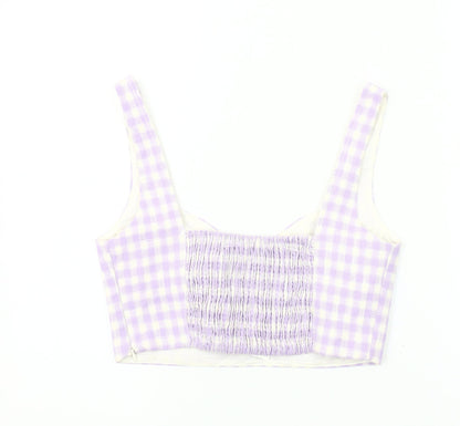 Womens UK Size 12 Zara Purple Cropped Blouse