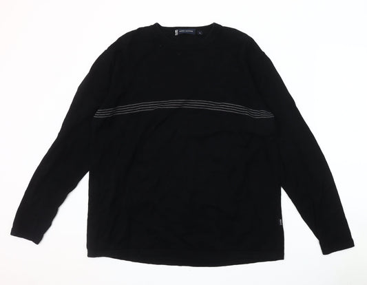 Daniel Hechter Men's Black Crew Neck Pullover L