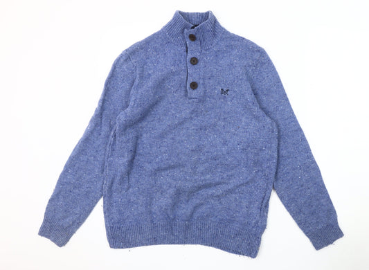 Crew Clothing Company Men's Blue Henley Jumper M