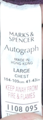 Marks and Spencer Men's Purple Argyle V-Neck Jumper L