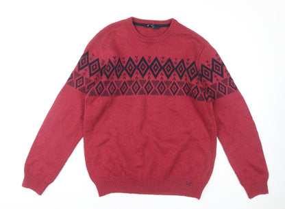 Crew Clothing Men's Red Pullover Jumper L Geometric