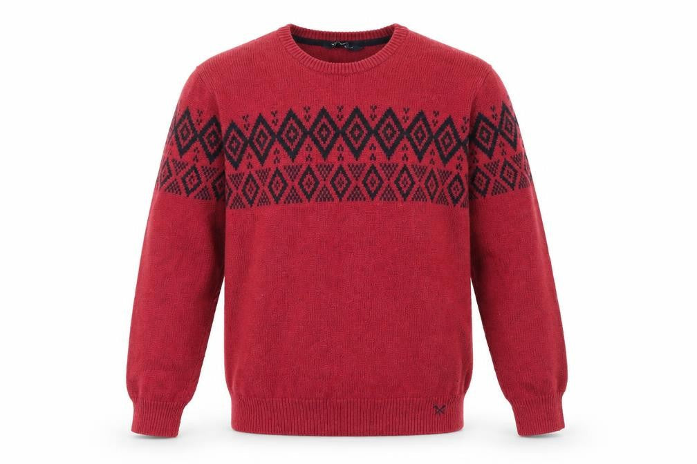 Crew Clothing Red Pullover Jumper L Geometric